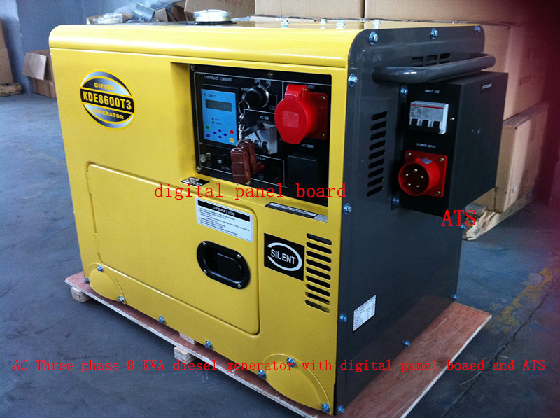 8KVA κίτρινο χρώματος σιωπηλό σύνολο γεννητριών diesel τύπων μικρό με το ATS, χαμηλό σύστημα συναγερμών πετρελαίου